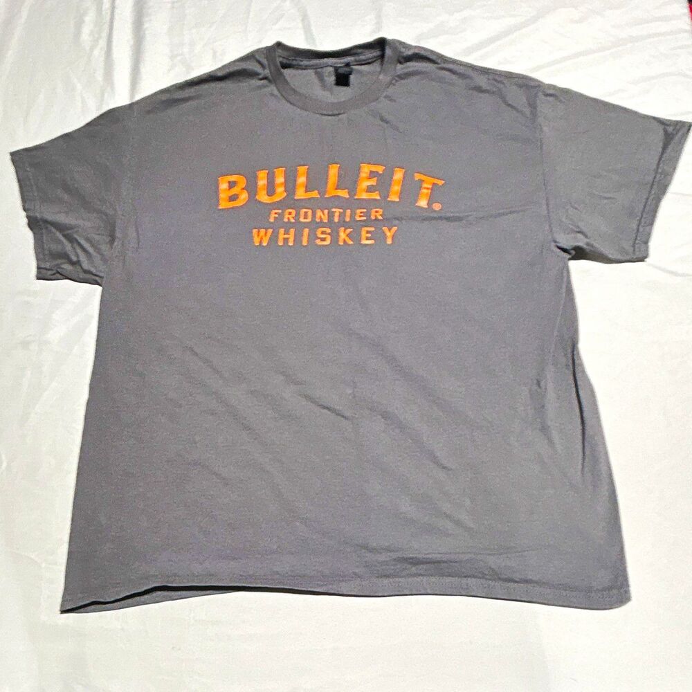 Bulleit Frontier Whiskey T-Shirt Gildan Heavy Cotton Grey Mens Size XL